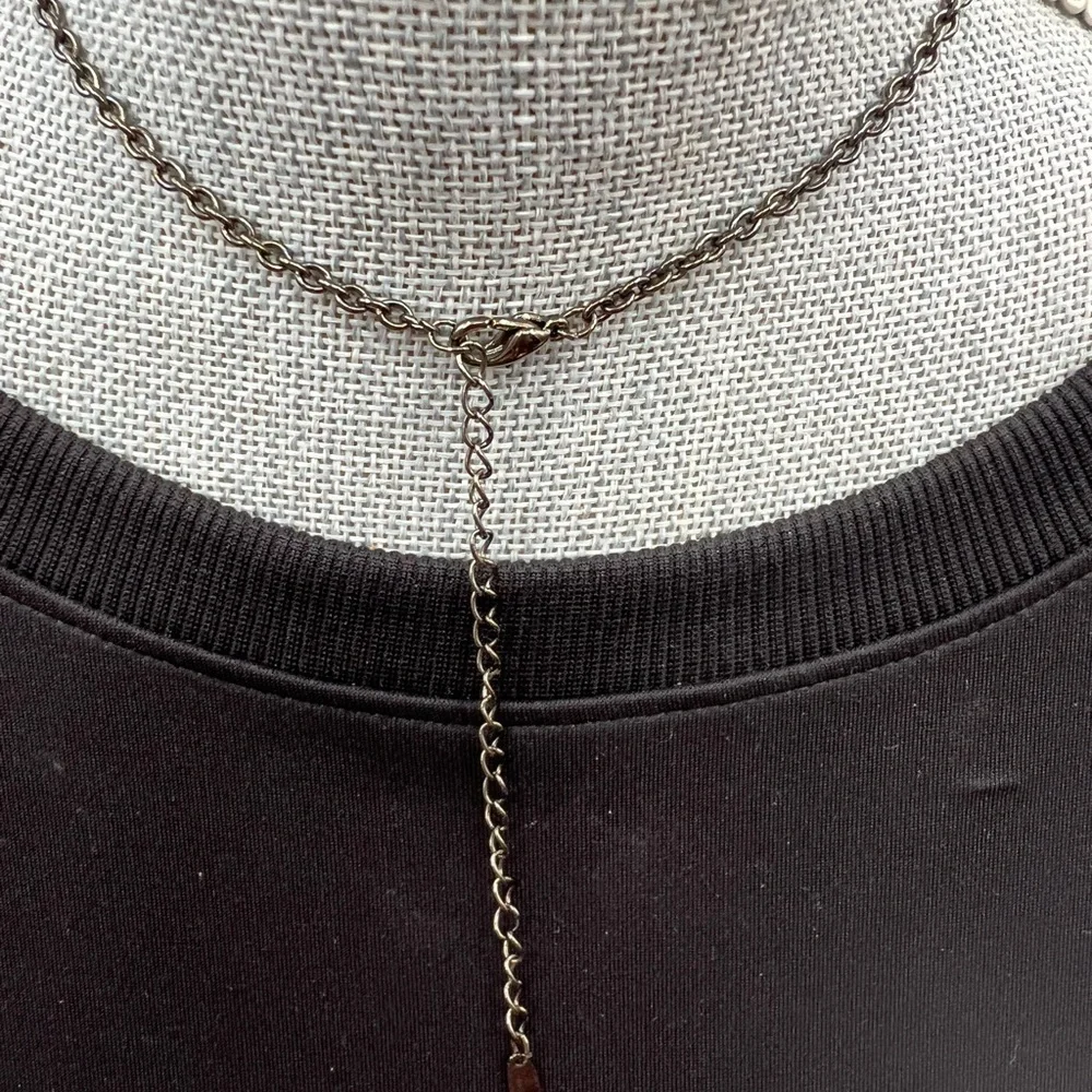 VCLM black bead and rhinestones necklace with matching earrings - Picture 6 of 11